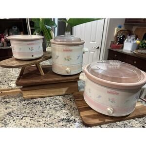 Set Of 3 Vintage Rival Crock Pot Set Crockette, Slow Cooker & Crock Pot